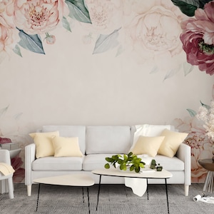 Pink Roses Wallpaper - Roses Hanging From Above Wallpaper - Bedroom Pink Roses Livingroom Wallpaper - Removable Simple Wallpaper