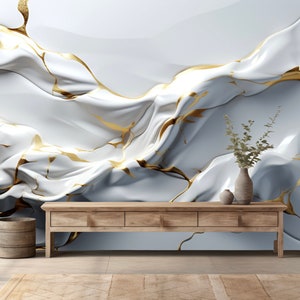 Carta da parati effetto marmo bianco e oro 3D, carta da parati in marmo bianco di lusso realistico, carta da parati in marmo bianco, carta da parati in marmo 3D