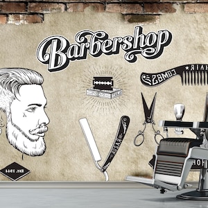 Barber Shop Wallpaper: Peel and Stick Style Wallpaper