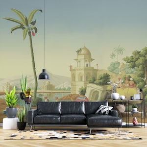 Ancient India Wallpaper Mural: Vintage Elephant & Tree Decor
