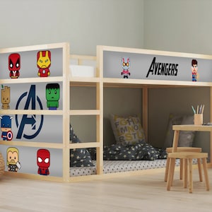 Calcomanía infantil para cama Kura de IKEA de superhéroes, calcomanía de Los Vengadores para habitación infantil, calcomanía de Los Vengadores para cama infantil, calcomanía de superhéroes para cama infantil.