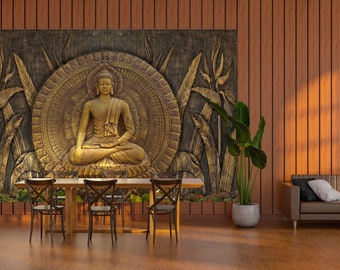 3D Buddha Wallpaper: Hindu Decor Peel and Stick Mural