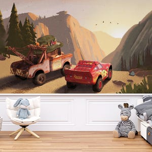 Bliksem Mcqueen-thema kinderkamerbehang, Mcqueen-behang, Peel-and-Stick kinderbehang, autobehang, babycadeaus