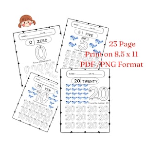 Number Tracing Worksheets: Preschool Handwriting Practice (PDF & PNG)