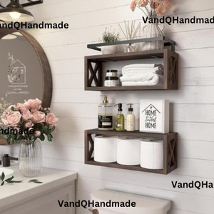 Set of 2 Wooden Cube Shelves | Shelves On Wall | Wall Shelves | Kitchen Shelves | Floating Shelves | Rustic Shelves | Farmhouse Shelves