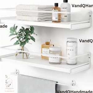 Set of 2 Wooden Handmade Bathroom Shelves With Towel Bar | Floating Shelf | Wall Shelves | Kitchen Shelves | Wood Shelves | Bathroom Shelves