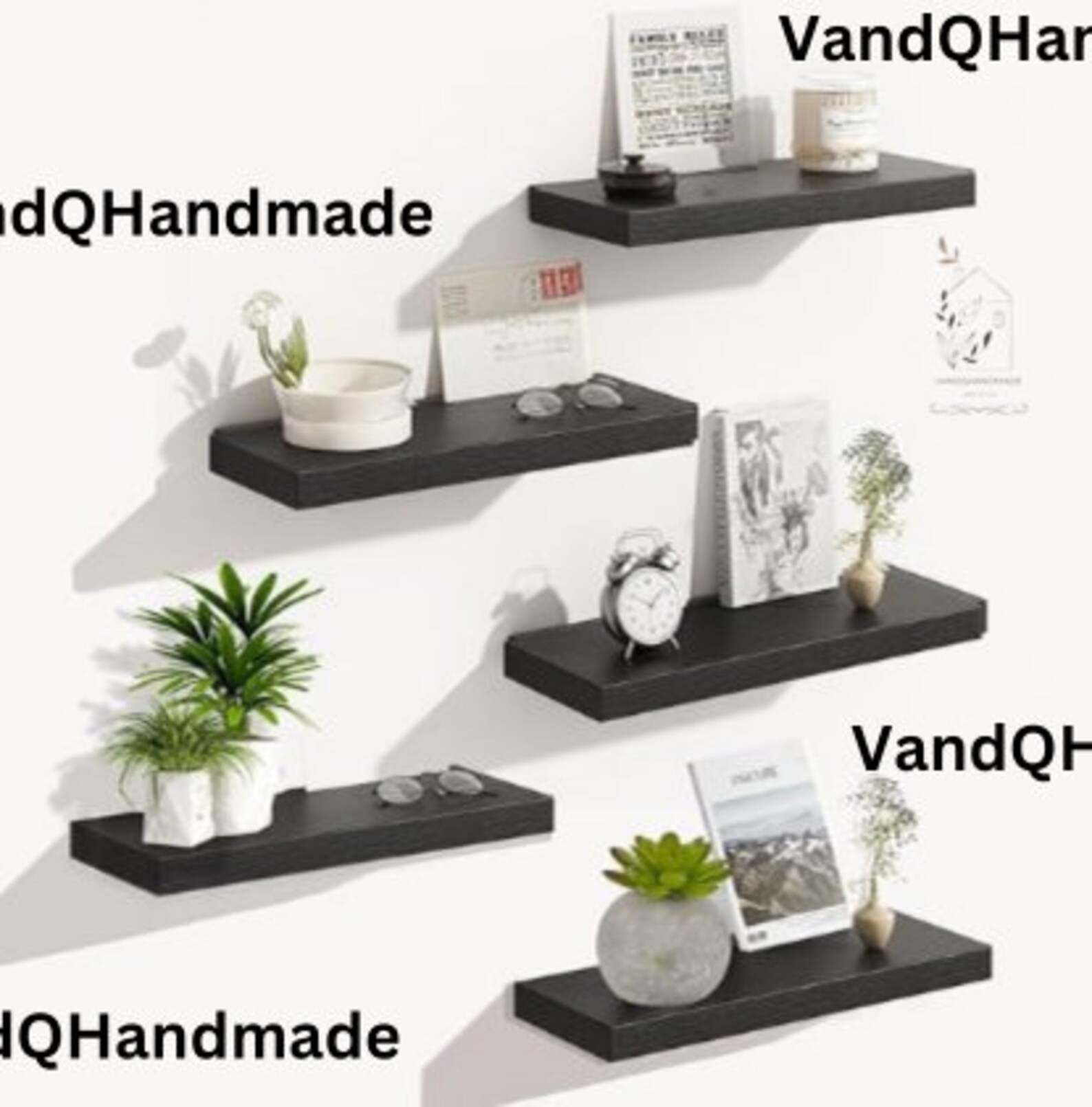 Set of 5 Floating Shelves | Wood Floating Shelf | Floating Shelves