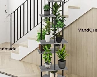 7 Tier Metal & Wood Plant Stand | Plant Shelf Stand | Indoor Plant Stand | Plant Stand | Plant Storage | Display Stand | Tall Plant Stand