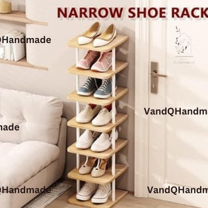 7 Tier Wooden Vertical Shoe Organizer | Shoe Rack | Shoe Stand | Closet Storage | Shoe Holder| Shoe Storage | Hallway Storage | Storage Rack