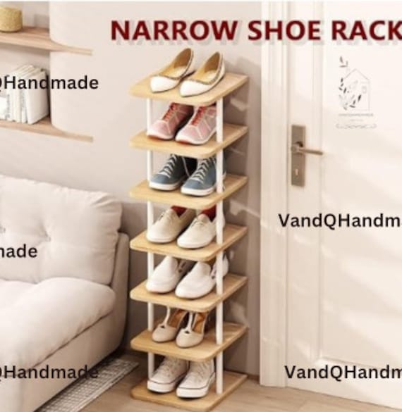 7 Tier Wooden Vertical Shoe Organizer Shoe Rack Shoe Stand Closet Storage Shoe Holder Shoe Storage Hallway Storage Storage Rack Etsy