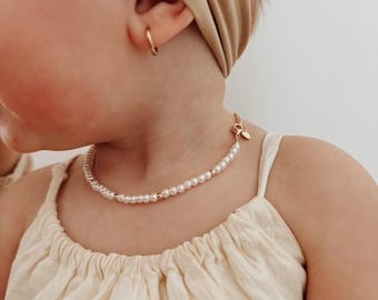 Baby Girl Pearl Necklace| Pearl Jewelry for Toddlers| Personalized First Birthday Gift Girl| Beaded Necklace for Kids| Baby Shower Gift Girl