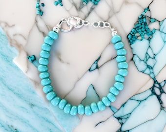 Turquoise Silver Bracelet| My First Rodeo First Birthday Gift| Western Jewelry| Cowgirl Boho Jewelry| Southwestern Bracelet Gift for Women