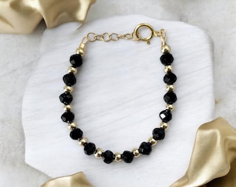 Black & Gold Baby Bracelet| Indian Black Beaded Bracelet| Newborn Toddler Girl Jewelry| First Birthday Gift| Baby Shower Gift Girl