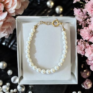 Pearl Baby Bracelet for Baptism| Christening Gift Girl| Baby Blessing Bracelet| Baby Shower Gift Girl| Newborn Baby Bracelet