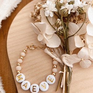 Boho Baby Name Bracelet| Personalized Jewlery for Toddler Girls| Custom Baby Shower Gift Girl| First Birthday Gift for Baby Girl image 1
