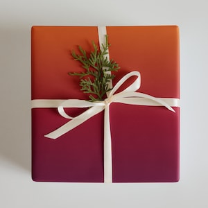 Spiced Harvest Wrapping Paper Sheets (3) - Chic Orange, Red, and Purple Gradient | Matte Finish | Modern Gift Wrap for Autumn & Birthdays