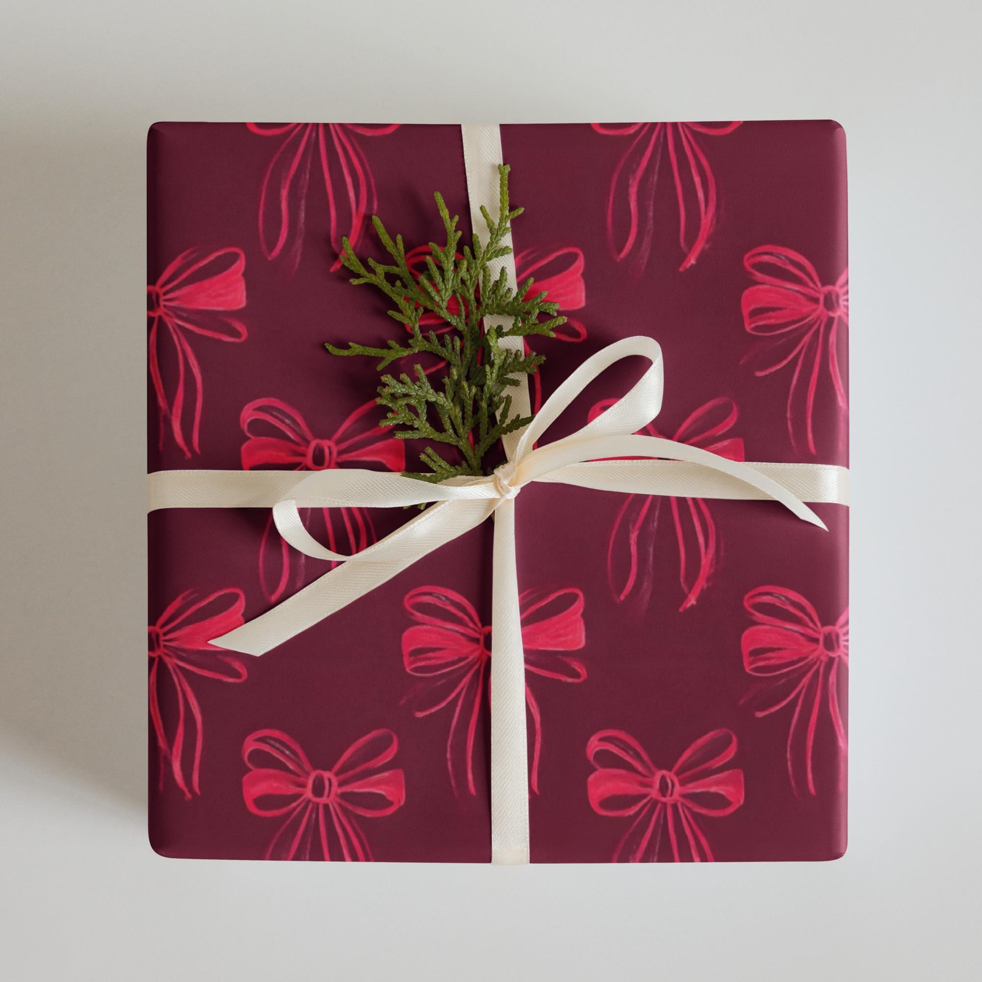 Scarlet Ribbons Wrapping Paper Sheets (set of 3) - Modern Red Ribbon ...