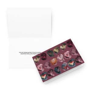Biglietto d'auguri con cuori macchiati d'inchiostro / Design artistico audace a forma di cuore / Biglietto d'amore moderno per San Valentino, anniversari e occasioni speciali