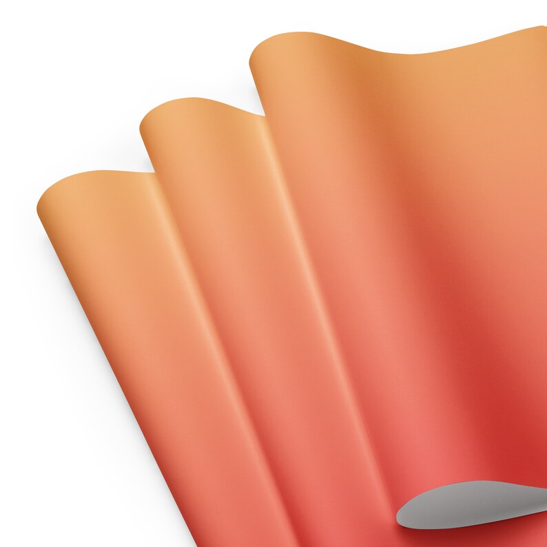 Peach Perfect Wrapping Paper Sheets (3) - Orange Gradient Design | Matte Finish | Chic Gift Wrap for Holidays & Birthdays