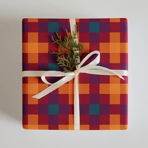 Spiced Harvest Wrapping Paper Sheets (3) - Intricate Orange, Red, Purple Quilted Fusion | Matte Finish | Gift Wrap for Autumn & Birthdays