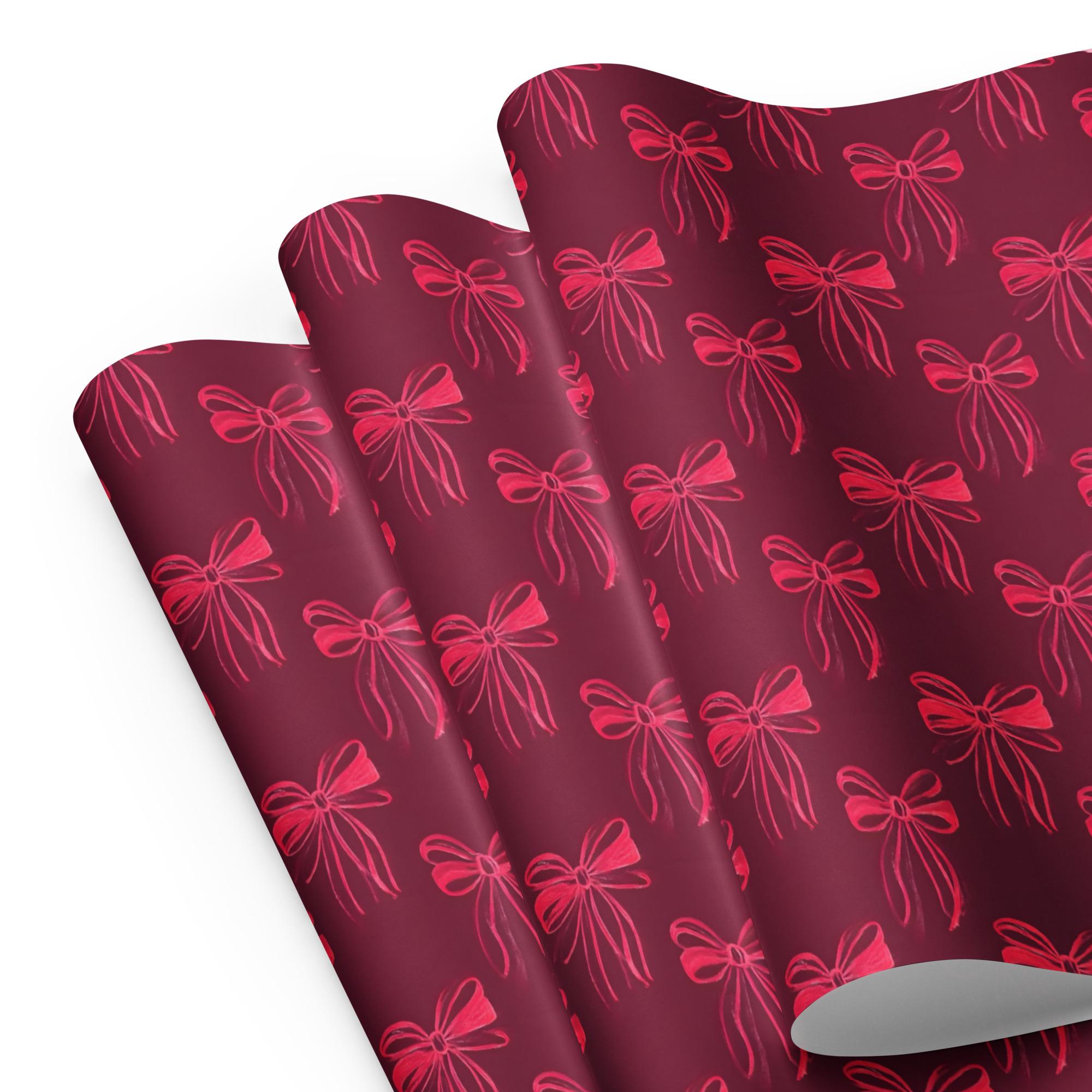 Scarlet Ribbons Wrapping Paper Sheets (set of 3) - Modern Red Ribbon ...