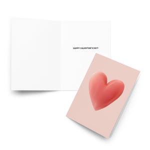 Tarjeta de felicitación con un toque de rubor / Lindo diseño de corazón rosa / Tarjeta de amor moderna para el día de San Valentín