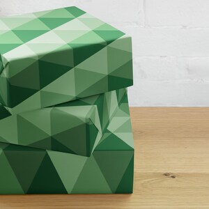 Fogli di carta da regalo Emerald Garden (3) - Design geometrico verde moderno / Finitura opaca / Carta da regalo chic per le feste e Natale