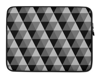 Graphite Gradient Laptop Sleeve - Modern Black Gray Geometric Triangles | Lightweight & 100% Neoprene | Stylish Tech Accessory | Trendy Gift