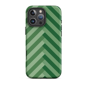 Emerald Garden Tough Case for iPhone® - Classic Green Herringbone Design | iPhone 16, 15, 14, and More | Stylish Tech Accessory & Gift