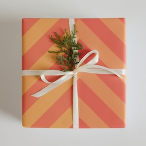 Fogli di carta da regalo Peach Perfect (3) - Classico motivo a spina di pesce arancione / Finitura opaca / Moderna carta da regalo per feste e compleanni