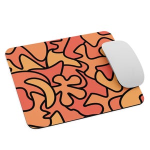 Peach Perfect Mouse Pad - Fun Orange and Black Abstract Mosaic Design | Non-Slip Rubber Base | Premium Desk Accessory for Work & Gaming