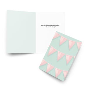 Wimpelkette Geburtstagskarte | Wimpelkette in Pastellfarben | Moderne Geburtstagskarte für Freunde, Familie & Mitarbeiter | Tolles Feier Briefpapier