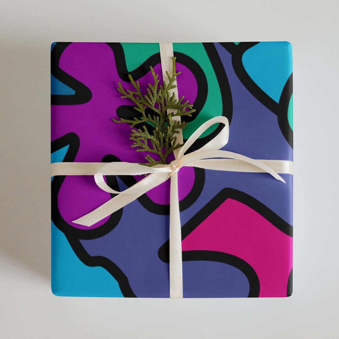 Bold Burst Wrapping Paper Sheets (3) - Fun Pink Green Blue Purple ...