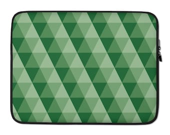 Emerald Garden Laptop Sleeve - Modern Green Geometric Triangle Design | Lightweight & 100% Neoprene | Stylish Tech Accessory | Trendy Gift