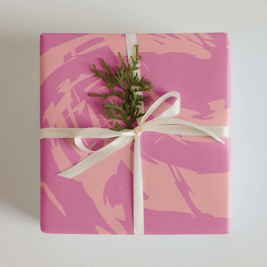 Wicked Rapping Paper Wicked GLIMMER & Hex Wrapping Paper Sheets 3 Artistic Pink Jagged Swirl ...