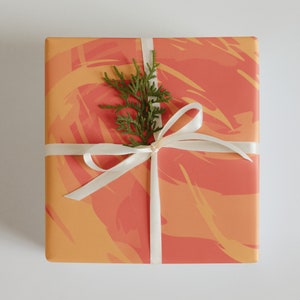 Peach Perfect Wrapping Paper Sheets (3) - Artistic Orange Jagged Swirl Design | Matte Finish | Modern Gift Wrap for Holidays & Birthdays