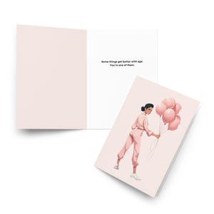 S'épanouir avec l'attitude carte de vœux | Femme audacieuse et sûre d'elle | Carte d'anniversaire moderne pour amis, famille, collègues | Papeterie Célébration