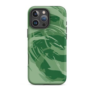 Emerald Garden Tough Case for iPhone® - Artistic Green Jagged Swirl Design | iPhone 16, 15, 14, and More | Stylish Tech Accessory & Gift