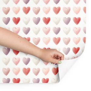 Blushing Hearts Wrapping Paper Sheets (Set of 3) | Modern Mini Heart Design | Premium Matte Gift Wrap for Valentine&#39;s Day & Anniversaries
