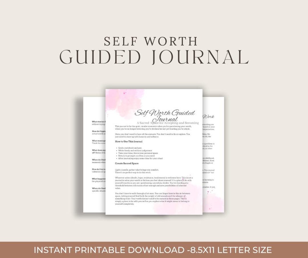 Self Worth Guided Journal | Acceptance & Self Value Workbook | Inner ...