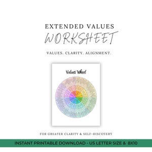 Values Wheel Worksheet | Core Values for Self Discovery and Personal Growth | Coaching and Reflection Tool | Digital Download