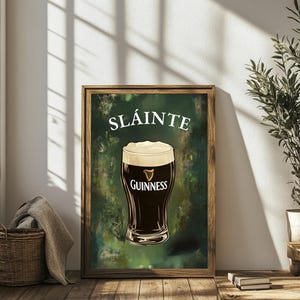 Guinness Print - Sláinte Beer Wall Art - Ireland Bar Decor - Irish Pub Sign - Modern Celtic Wall Art - Man Cave Decor