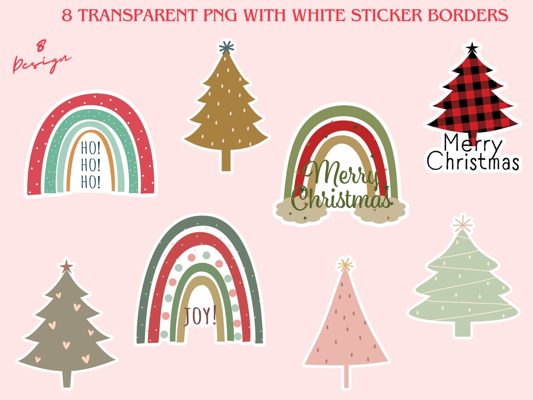 Christmas Stickers Featuring Fun Festive Christmas Trees Etsy