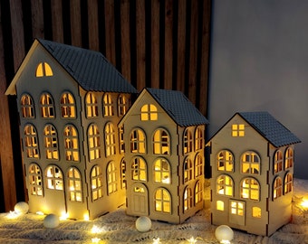 Christmas house svg - Lamp house svg - Lampion svg - lantern svg - village svg - laser cut - design - svg
