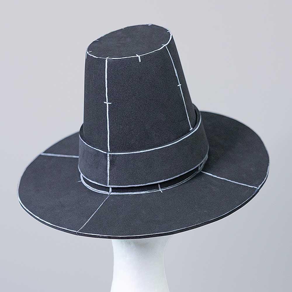 Cappello Da Pellegrino Uomo In Lana Nero | Copricapo Regolabile Con Fibbia Oro | Ideale Per Ringraziamento, Cosplay E Feste A Tema