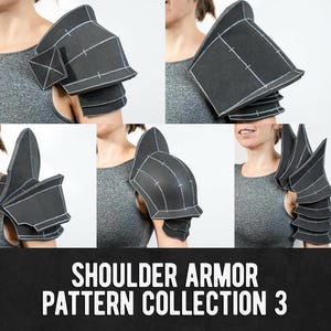 Colección de 3 patrones de cosplay de espuma EVA para hombreras (5 diseños diferentes) - Descarga digital en PDF