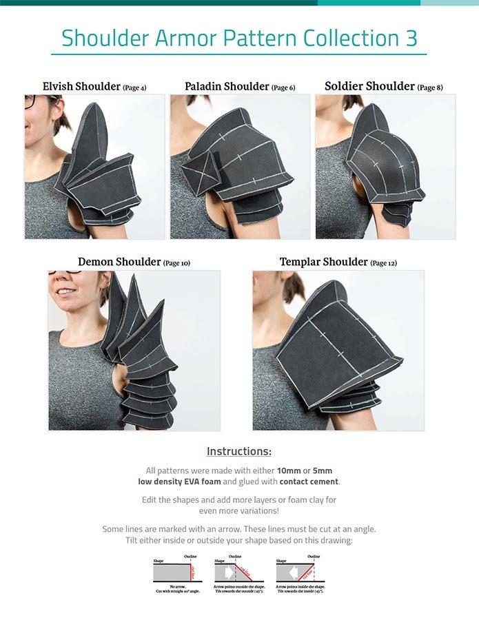Shoulder Armor EVA Foam Cosplay Pattern Collection 3 - 5 Different ...