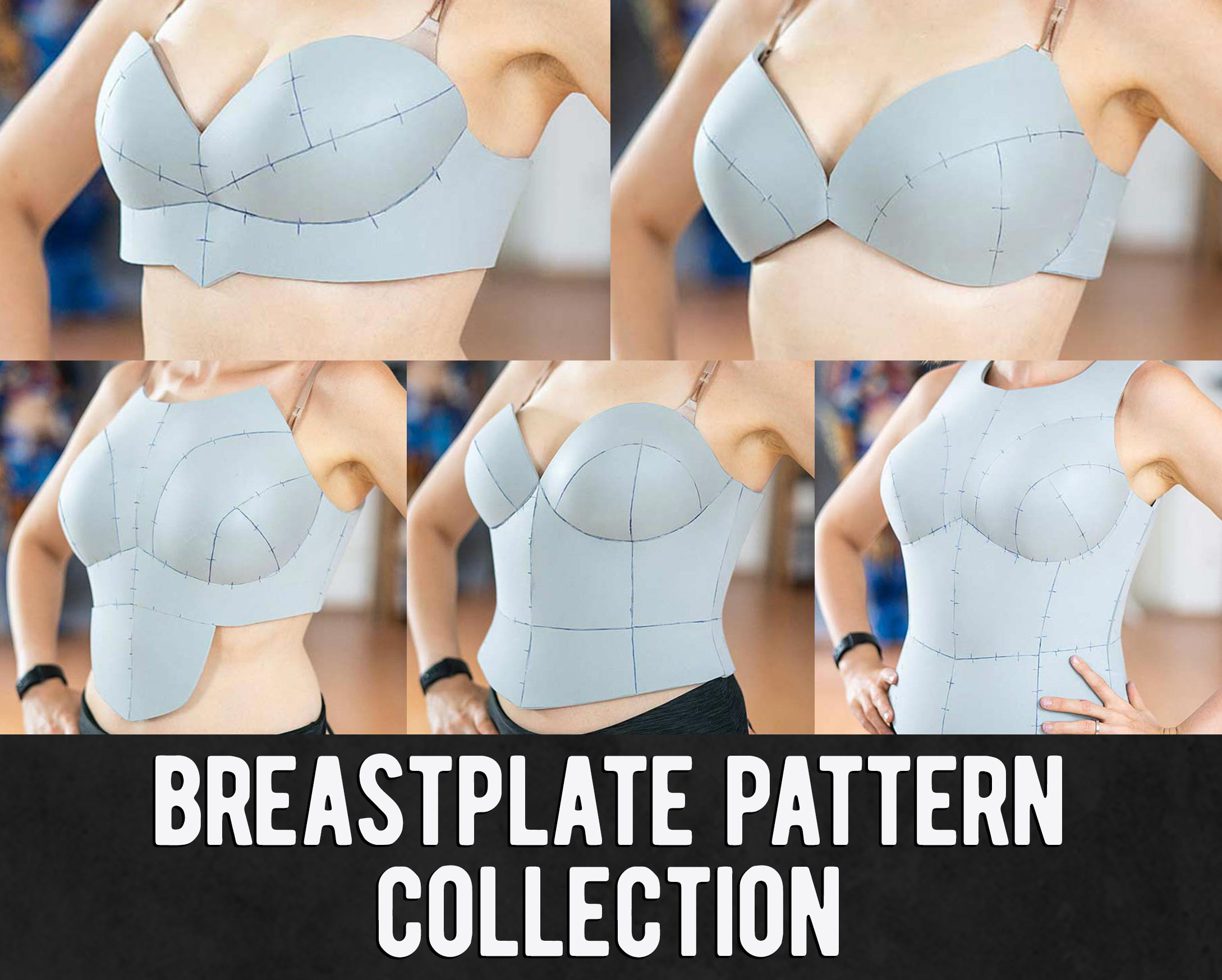 Female Foam Breastplate Pattern Collection - 5 Different Designs - Digital Download PDF