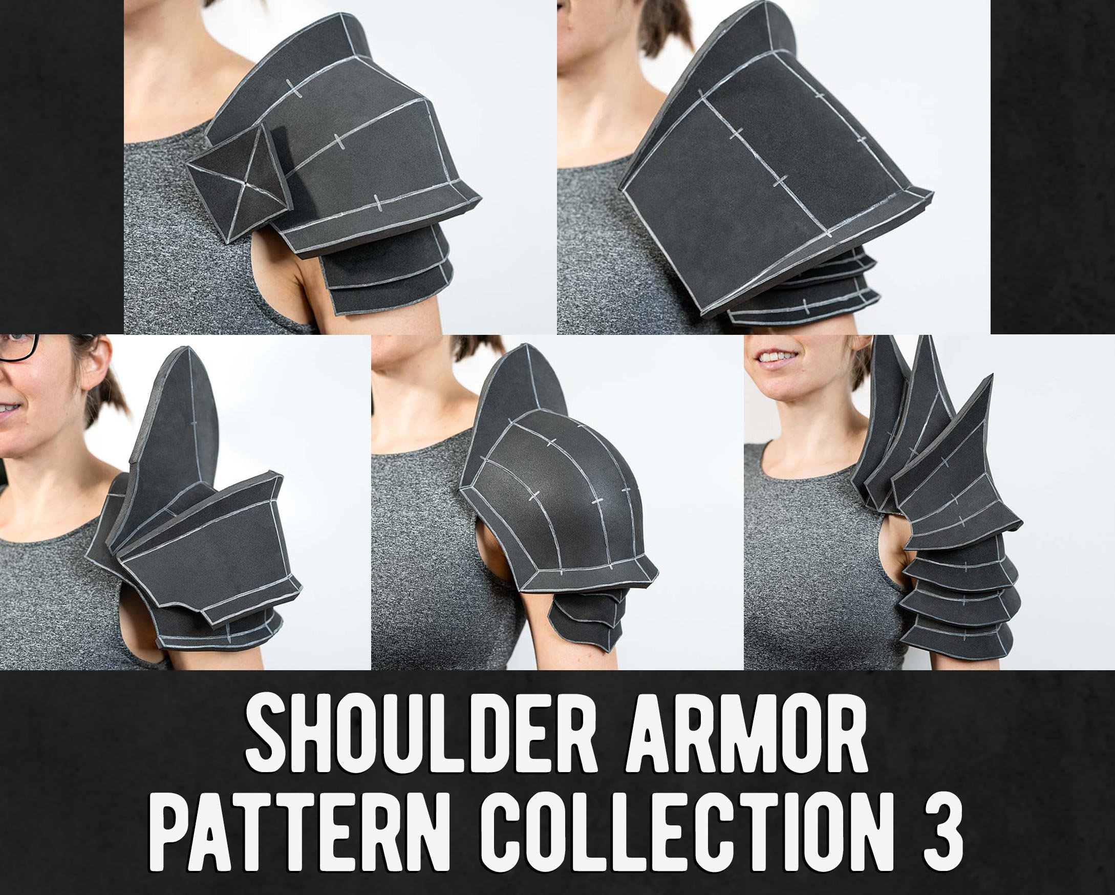 Shoulder Armor EVA Foam Cosplay Pattern Collection 3 - 5 Different Designs - Digital Download PDF