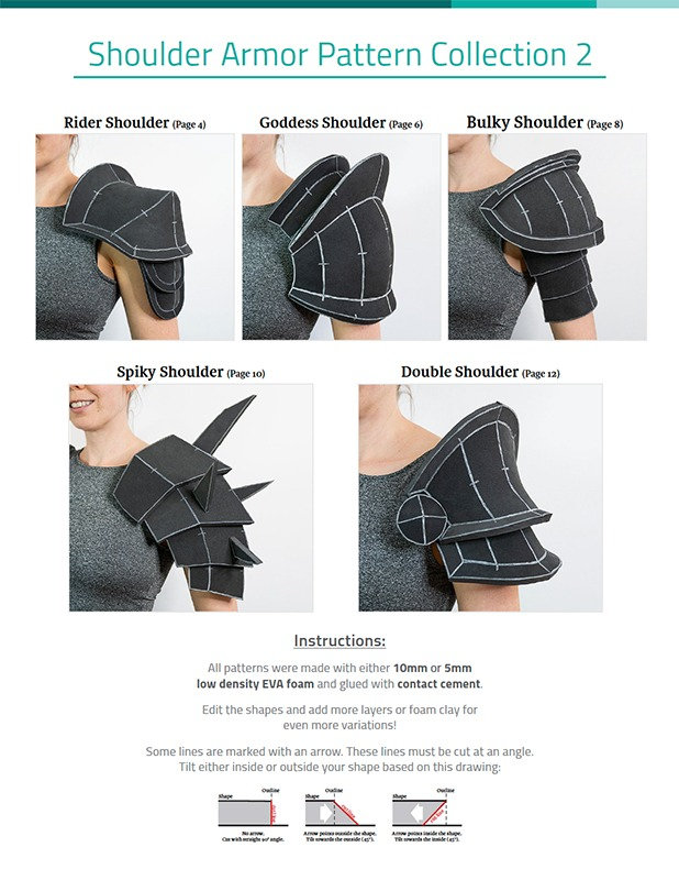 Shoulder Pattern Eva Shoulder Armor EVA Foam Cosplay Pattern Collection 2 - 5 Different ...